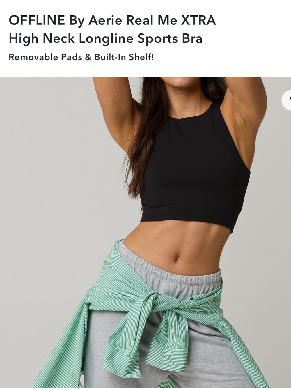 OFFLINE By Aerie Real Me XTRA
High Neck Longline Sports Bra | Black - Picture 2 of 7